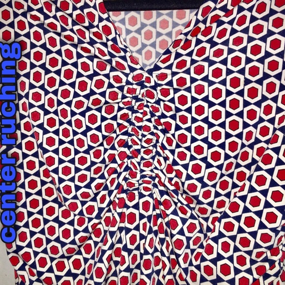 Alfani Chic Rusch Knit Red White Blue Knit Top PM - Picture 4 of 11